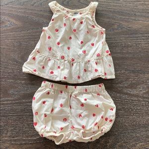 Girls Strawberry shirt and bloomers 6-12 months